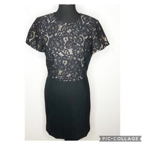 Brooks Brothers Red Fleece black lace overlay wool blend sheath dress size 8